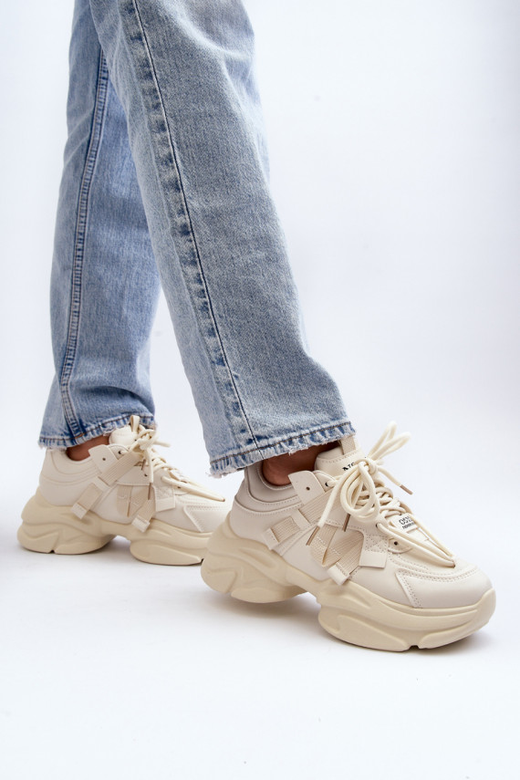 Women's sneakers with chunky sole, beige Windamella