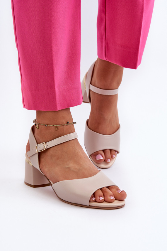 Women's Low Heel Eco Leather Sandals Sergio Leone SK876 Light Grey