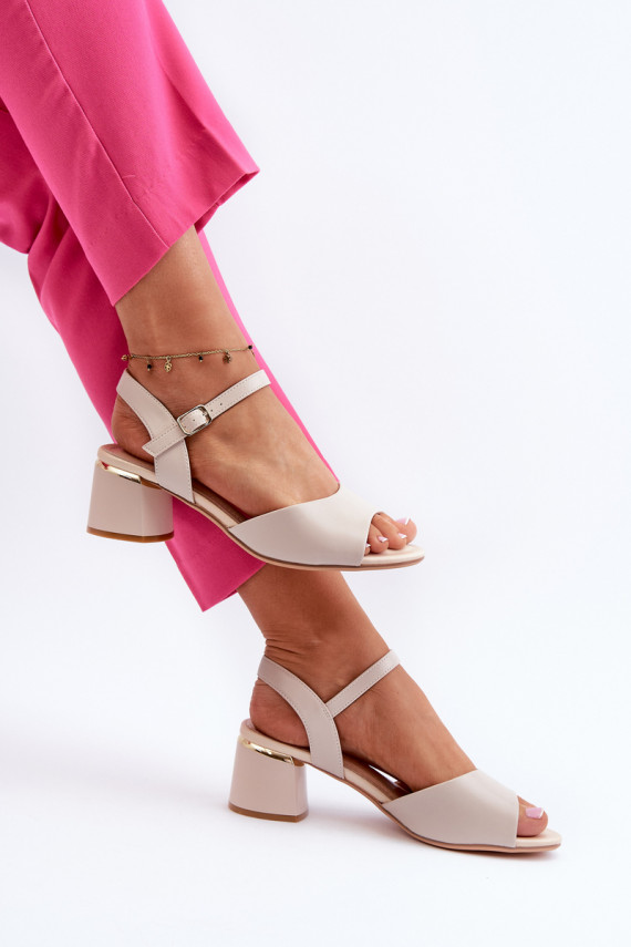 Women's Low Heel Eco Leather Sandals Sergio Leone SK876 Light Grey