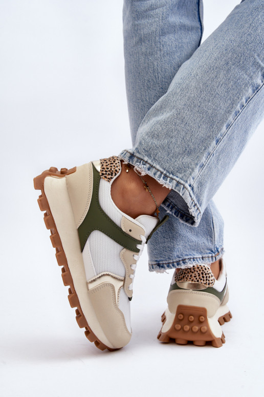 Women's Beige-Green Sports Sneakers Ralita Women's Beige-Green Sports Sneakers Ralita