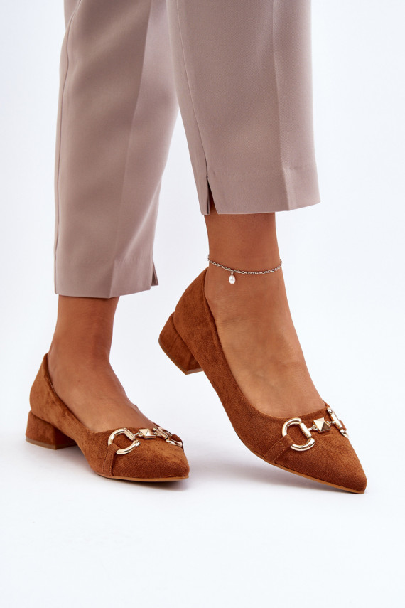 Suede Ballerina Flats with Pointed Toe Camel Ethere