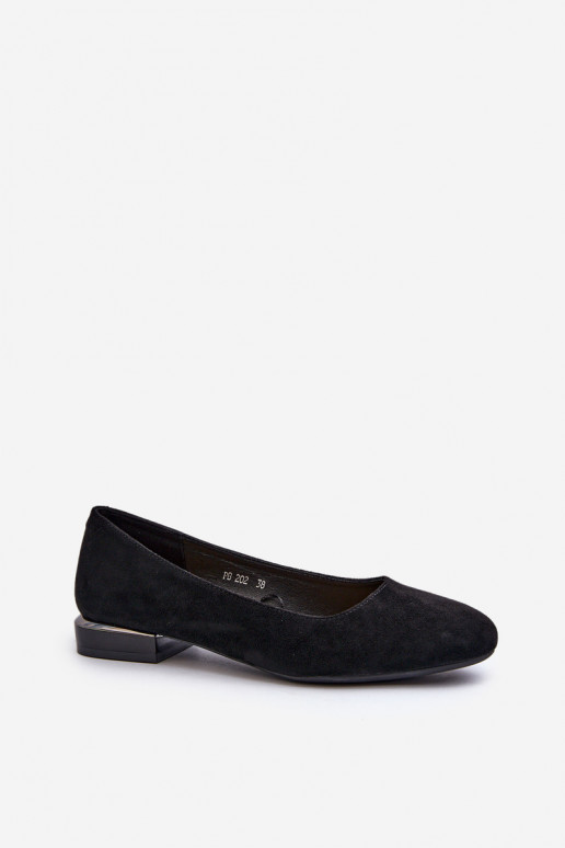 Women's Ballerina Flats in Eco-Suede with Low Heel Black Sergio Leone PB202