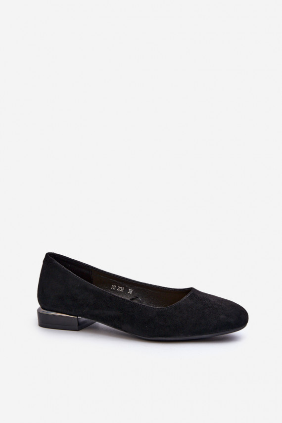 Women's Eco Suede Ballet Flats With Low Heels, Black Sergio Leone
