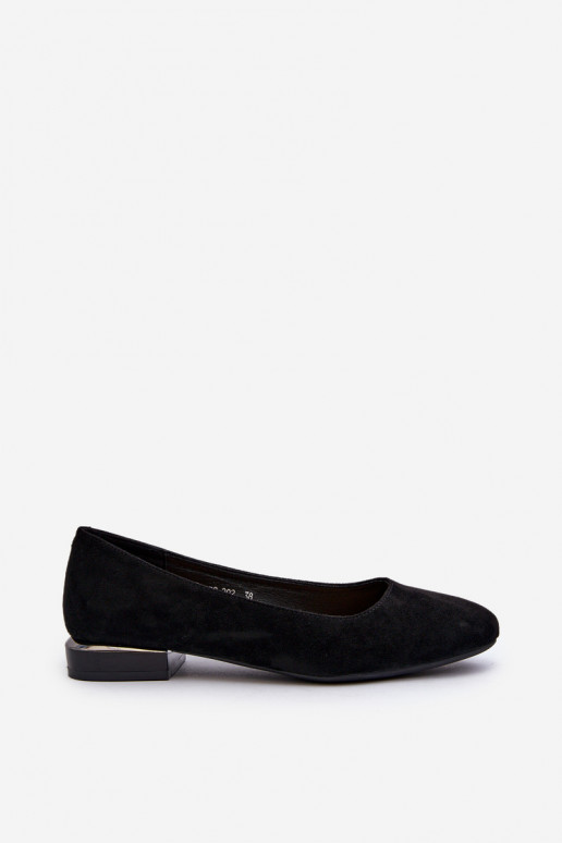 Women's Ballerina Flats in Eco-Suede with Low Heel Black Sergio Leone PB202
