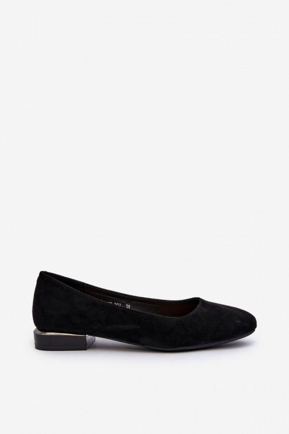 Women's Ballerina Flats in Eco-Suede with Low Heel Black Sergio Leone PB202