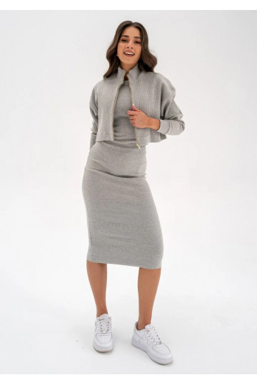 Aster - Grey knitted cardigan 2