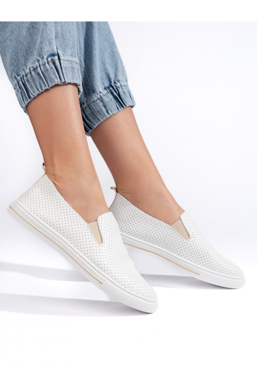 with elements of openwork Women's boots  white color