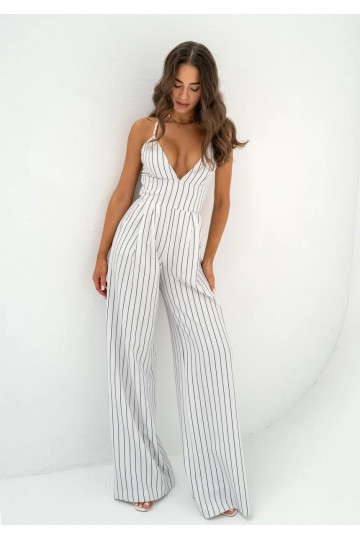 Moss - White striped cotton...