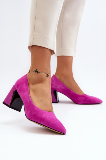 Suede Court Shoes with Stiletto Heel Fuchsia Alessyndra 2