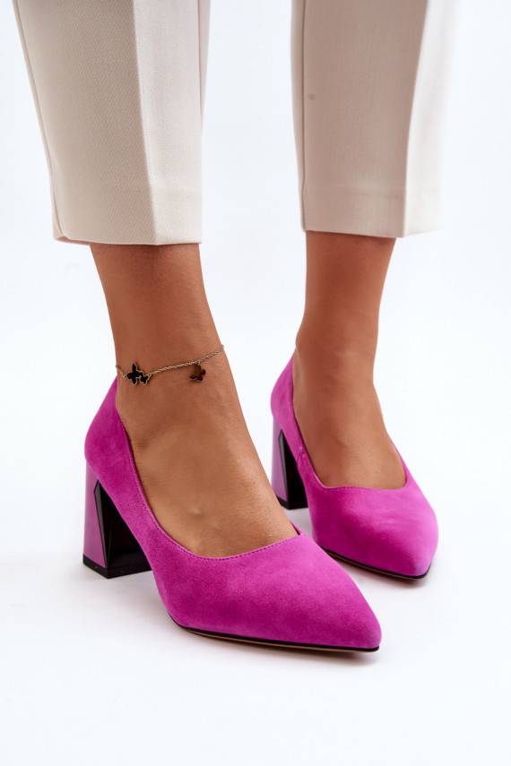 Suede Court Shoes with Stiletto Heel Fuchsia Alessyndra