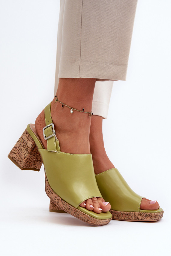 Women's Eco Leather Sandals with Heel Sergio Leone Pistachio