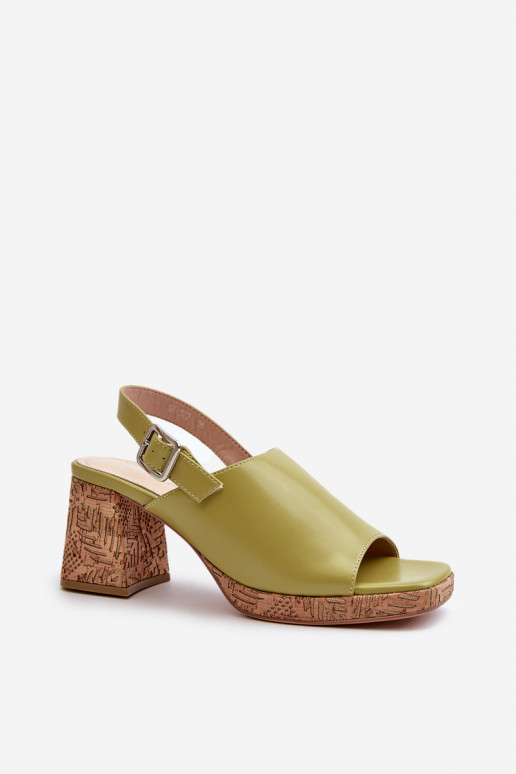 Women's Eco Leather Sandals with Heel Sergio Leone Pistachio