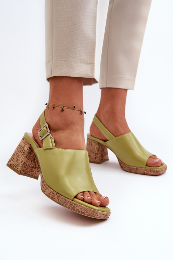 Women's Eco Leather Sandals with Heel Sergio Leone Pistachio