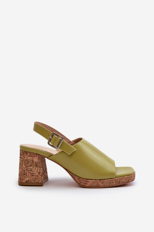 Women's Eco Leather Sandals with Heel Sergio Leone Pistachio