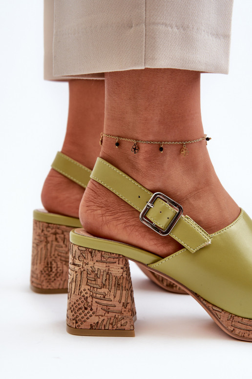 Women's Eco Leather Sandals with Heel Sergio Leone Pistachio