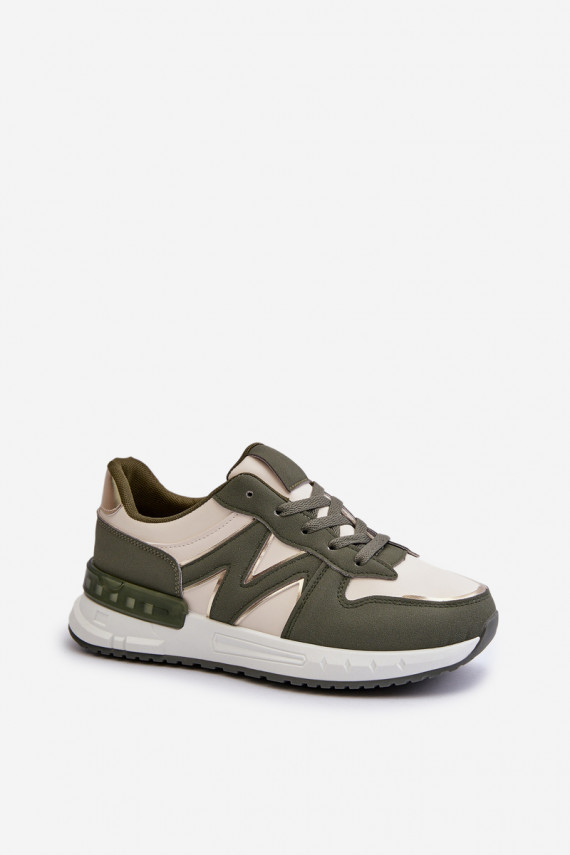 Women's Sneakers Made of Faux Leather Green Caimans