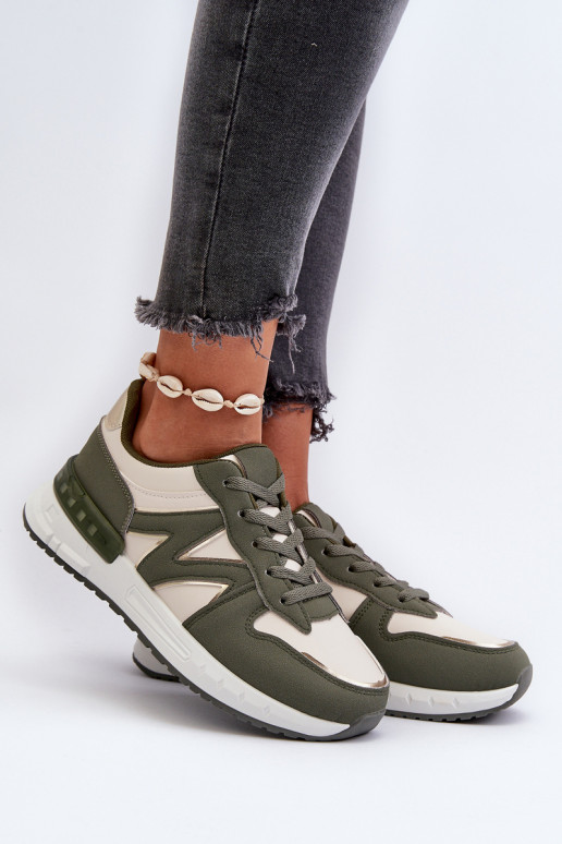 Women's Sneakers Made of Faux Leather Green Caimans Women's Sneakers Made of Faux Leather Green Caimans