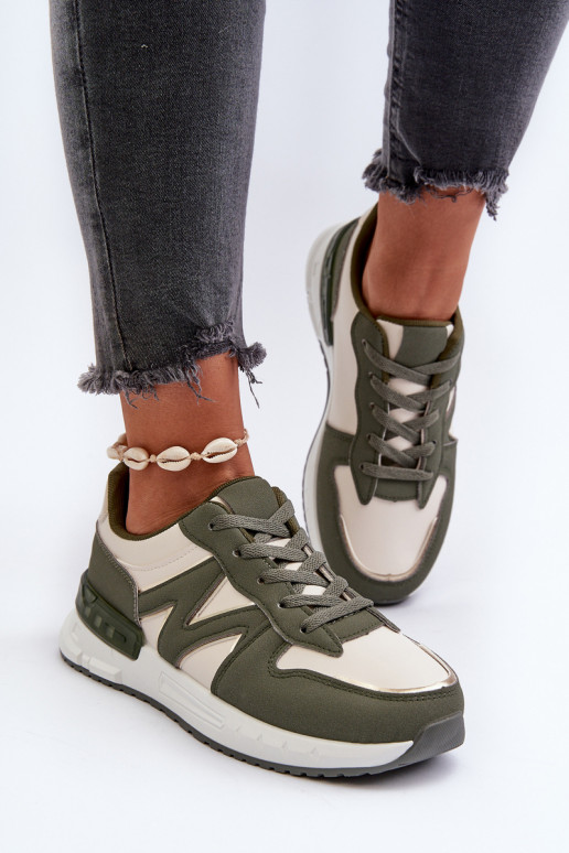 Women's Sneakers Made of Faux Leather Green Caimans Women's Sneakers Made of Faux Leather Green Caimans