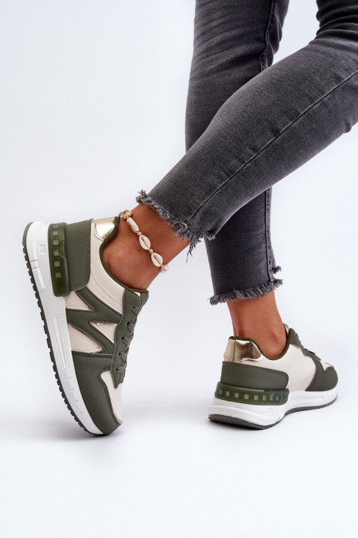 Women's Sneakers Made of Faux Leather Green Caimans Women's Sneakers Made of Faux Leather Green Caimans