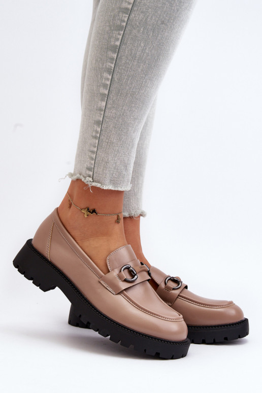 Women's Beige Faux Leather Moccasins Ledda Women's Beige Faux Leather Moccasins Ledda