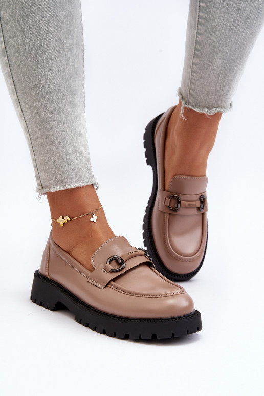 Women's Beige Faux Leather Moccasins Ledda Women's Beige Faux Leather Moccasins Ledda