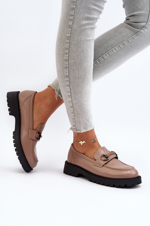 Women's Beige Faux Leather Moccasins Ledda Women's Beige Faux Leather Moccasins Ledda