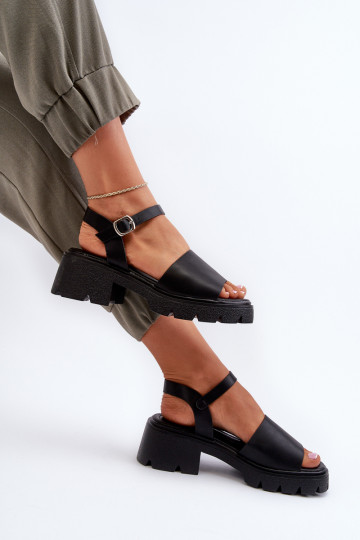 Women's sandals on chunky heel black Dottiassa 2