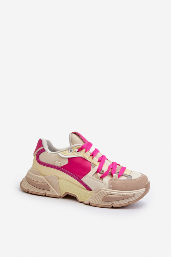 Women's Fashionable Lace-up Sports Shoes Beige-Pink Chillout!