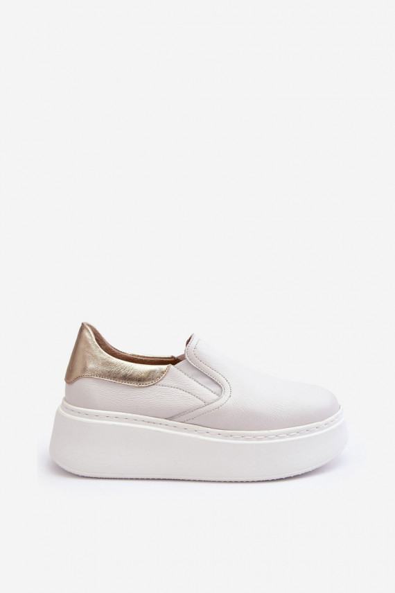 Women's Leather Platform Sport Shoes White Lemar Manish
