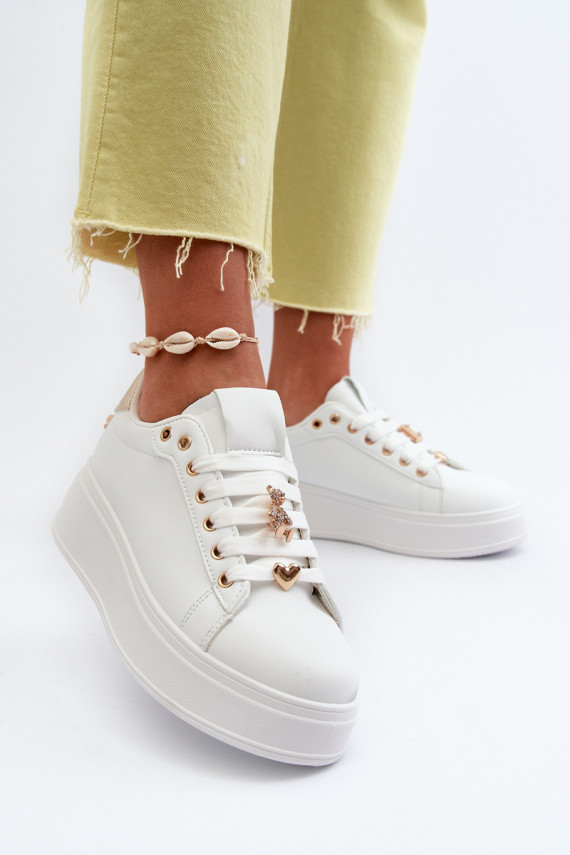 Women's platform sneakers with white embellishments Herbisa