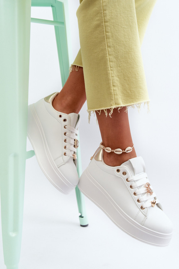 Women's platform sneakers with white embellishments Herbisa