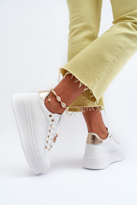 Women's platform sneakers with white embellishments Herbisa
