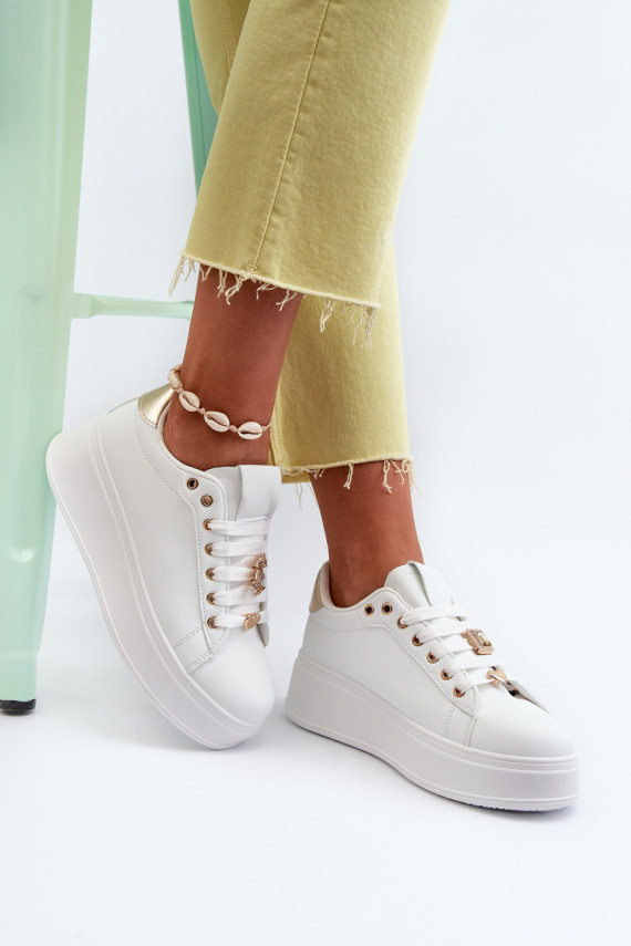 Women's platform sneakers with white embellishments Herbisa
