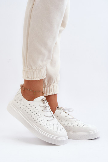 White Women's Cutout Sneakers Unassemia 2