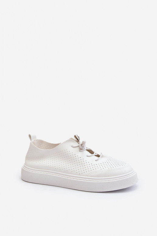 White Women's Cutout Sneakers Unassemia White Women's Cutout Sneakers Unassemia