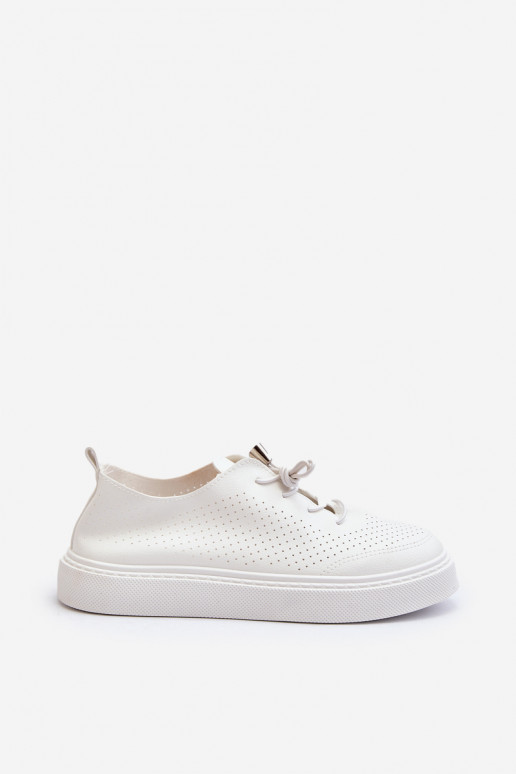 White Women's Cutout Sneakers Unassemia White Women's Cutout Sneakers Unassemia