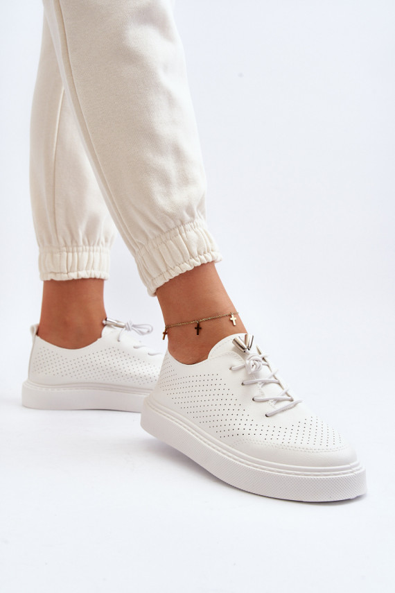 White Women's Cutout Sneakers Unassemia