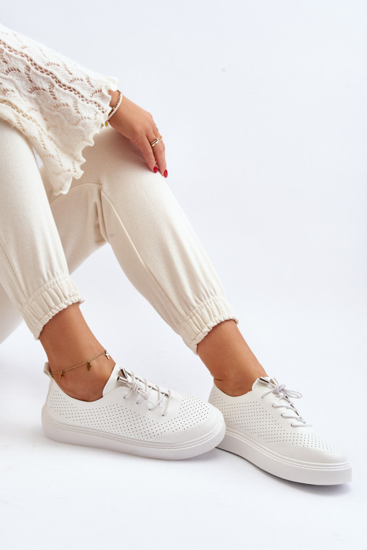 White Women's Cutout Sneakers Unassemia White Women's Cutout Sneakers Unassemia