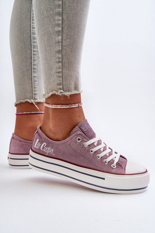 Women's sneakers on a thick sole Lee Cooper purple