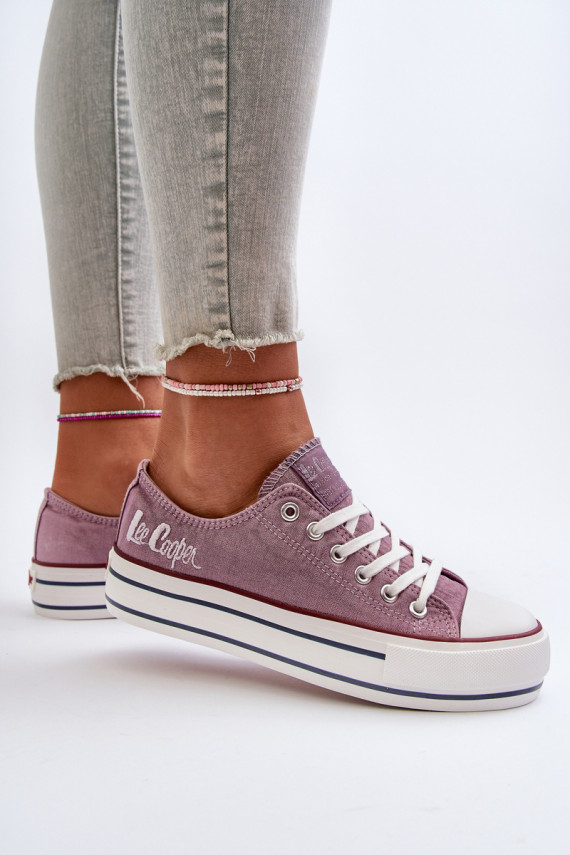 Women's sneakers on a thick sole Lee Cooper purple