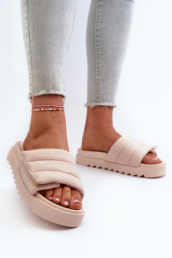Women's Platform Flip Flops Big Star Beige