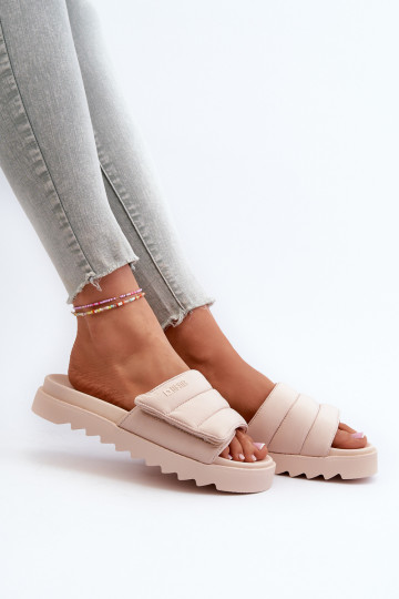 Women's Platform Flip Flops Big Star NN274773 Beige 2