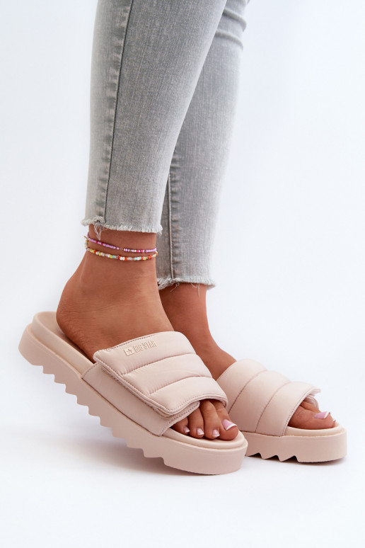 Women's Platform Flip Flops Big Star NN274773 Beige