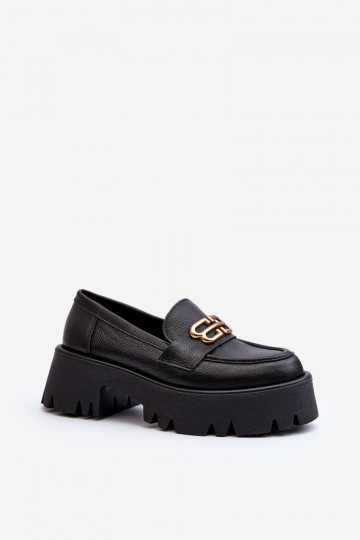 Zazoo 20164 Women's Genuine Leather Loafers Black 2