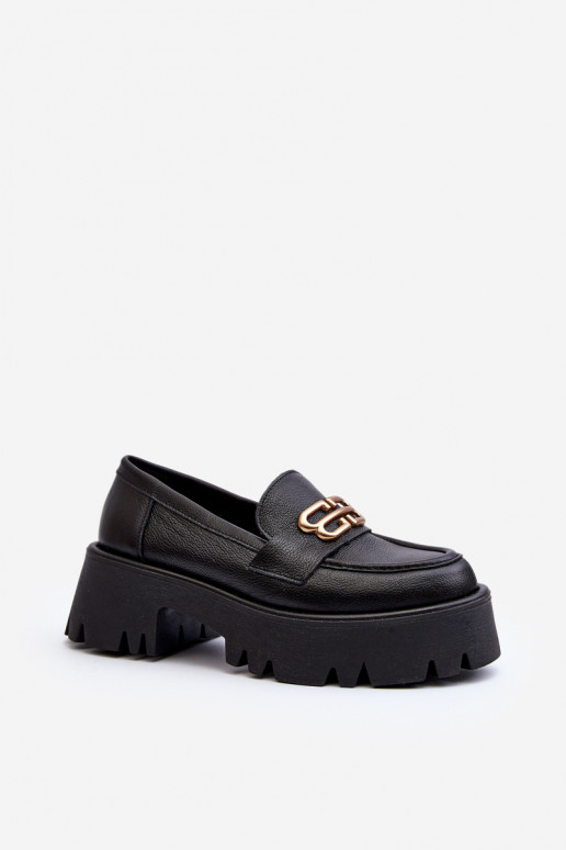Zazoo Women's Genuine Leather Loafers Black