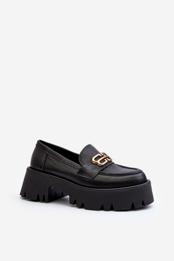 Zazoo Women's Genuine Leather Loafers Black