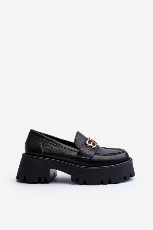 Zazoo Women's Genuine Leather Loafers Black