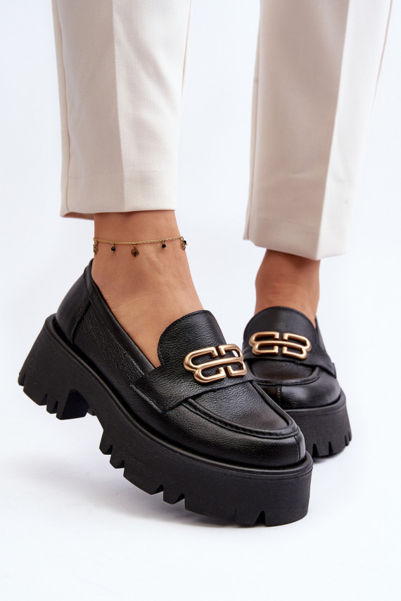 Zazoo Women's Genuine Leather Loafers Black
