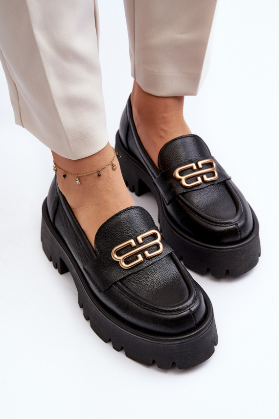 Zazoo Women's Genuine Leather Loafers Black