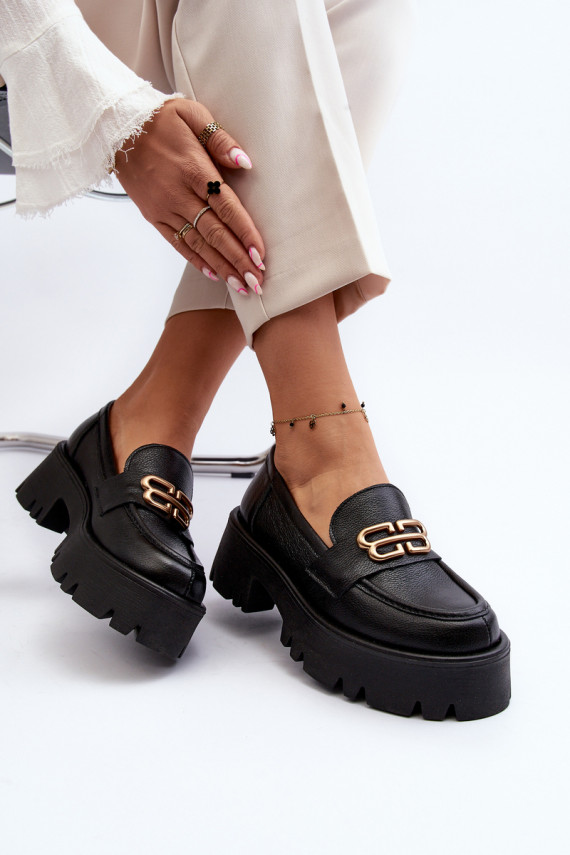 Zazoo Women's Genuine Leather Loafers Black